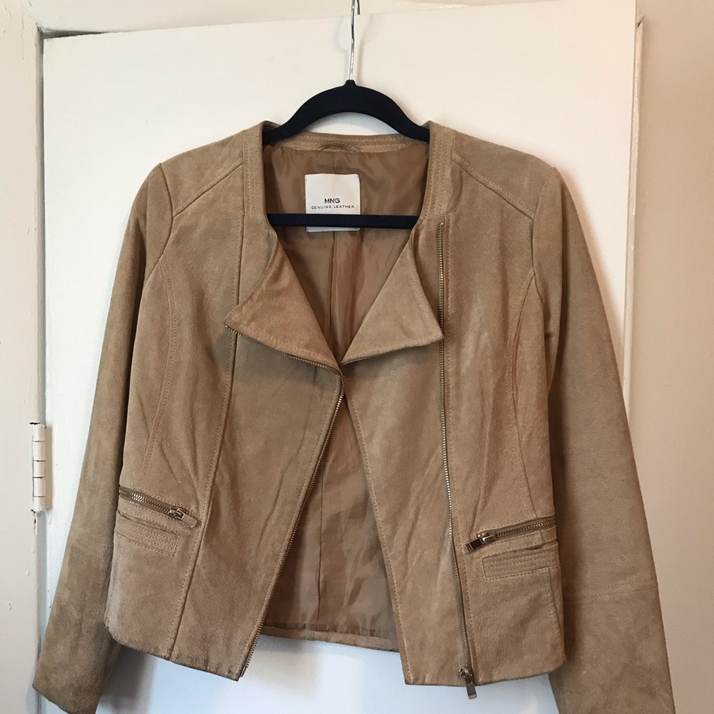 Mango Beige Suede Jacket - xxs